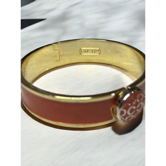 Y2K Coach Signature Metal Enamel OP Art Hinge Bangle - Picture 5 of 6